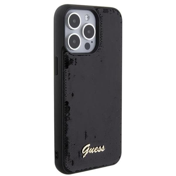 Guess Mobilskal till iPhone 15 Pro Max Sequin Script Metal - Svart Svart