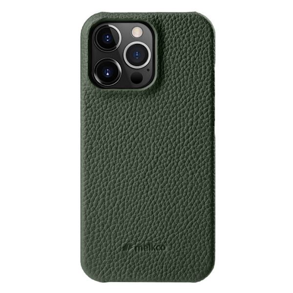 MELKCO Mobilskal för iPhone 15 Pro Max, Äkta läder och PC, Grön