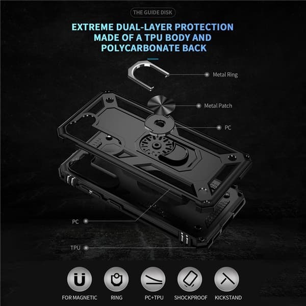 Galaxy S23 Plus Cover Ringholder Kickstand - Sort Black