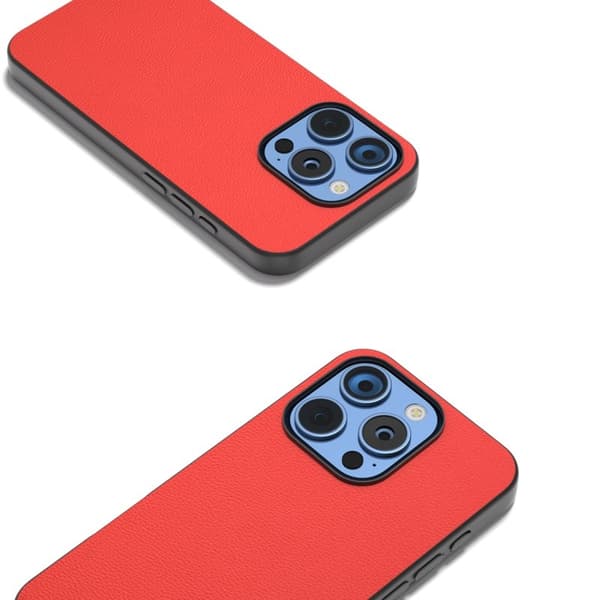 ABEEL Mobilskal till iPhone 16 Pro Max Äkta Läder PC+TPU Röd