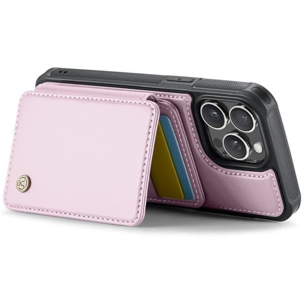 JEEHOOD J05 Mobilskal till iPhone 14 Pro Max Läder med Kortfack - Rosa