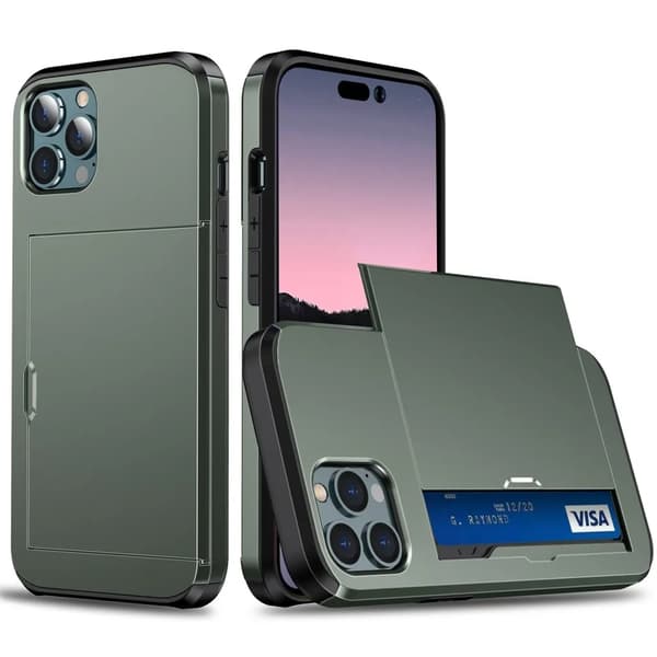 iPhone 15 Pro Max -puhelimen kuori korttipidikkeellä - Vihreä Grön