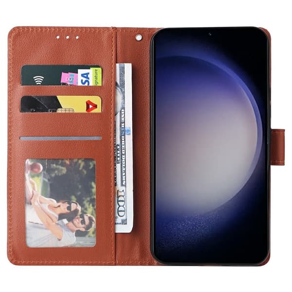 Samsung Galaxy S26 / S26 Pro Plånboksfodral Ställ Konstläder - Brun