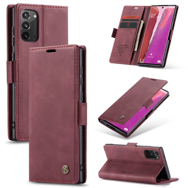 CASEME 013 Series Plånboksfodral för Samsung Galaxy Note20 - Vinröd