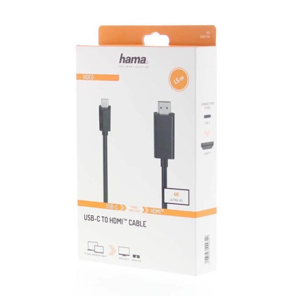 Hama USB-C-kaapeli - HDMI Ultra-HD 1,5 m - musta 2ad0 | 100 | Fyndiq