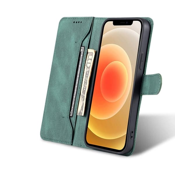 AZNS iPhone 13 Plånboksfodral - Stöttåligt och repfritt - Konstläder - Grön