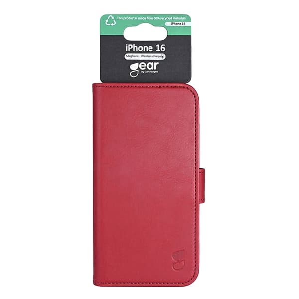 GEAR iPhone 16 Plånboksfodral MagSafe - Mörkröd Röd