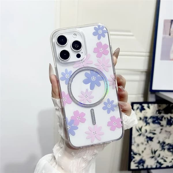 Mobilskal till iPhone 16 Pro MagSafe Laser Floral Blå