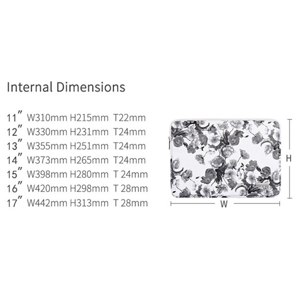 CANVASARTISAN Datorfodral 13'' Flower Pattern G1-01 Grå