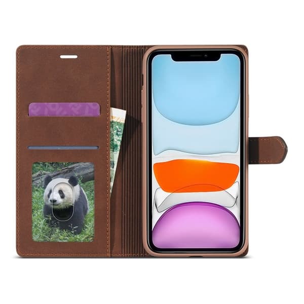 FORWENW F1 Series Plånboksfodral i Konstläder för iPhone 11 Pro - Brun
