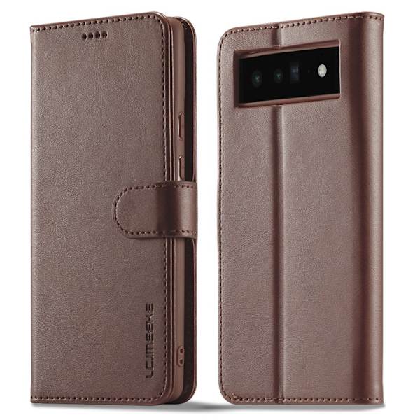 LC.IMEEKE Google Pixel 6 Pro Plånboksfodral Konstläder - Brun