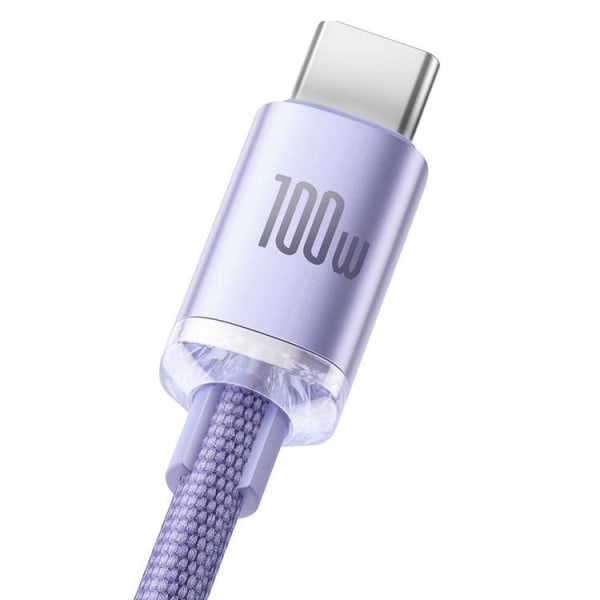 Baseus Crystal USB-A–USB-C -kaapeli 100 W 1,2 m - violetti