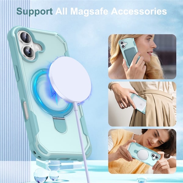 Mobilskal till iPhone 17 MagSafe TPU+PC Kickstand Shockproof - Blå Blå