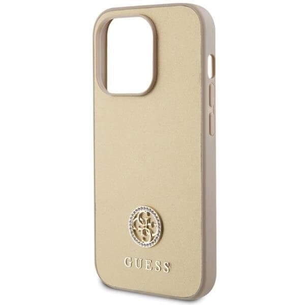 Guess Mobilskal till iPhone 15 Pro Max Strass Metal Logo - Guld Guld