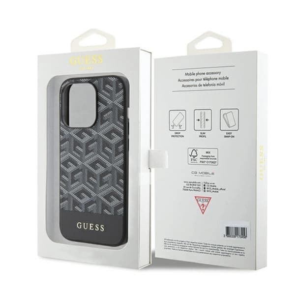 Guess iPhone 15 Pro Max Mobilskal Magsafe GCube Stripes - Sort Black
