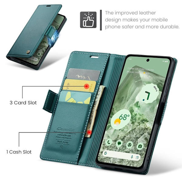 CASEME Plånboksfodral Konstläder för Google Pixel 8a - Grön