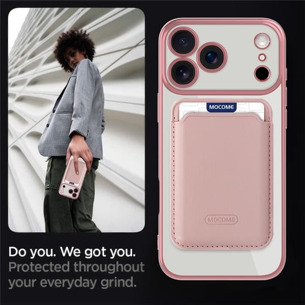 Mobilskal till iPhone 17 Pro Max MagSafe Korthållare TPU + PC - Rosa Rosa