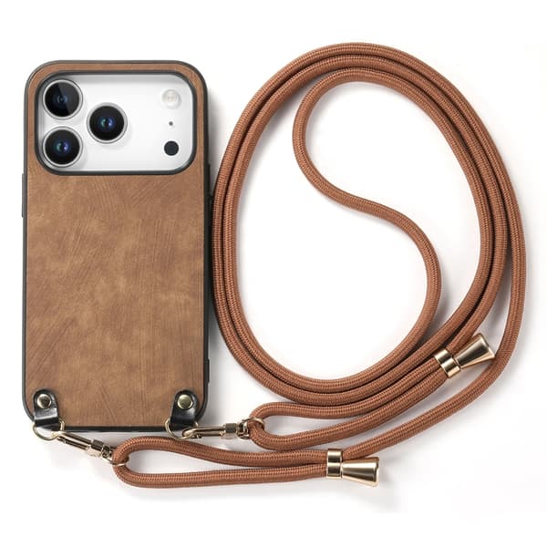 Mobilskal till iPhone 17 Pro med Justerbar Rem Retro Läder - Brun Brun