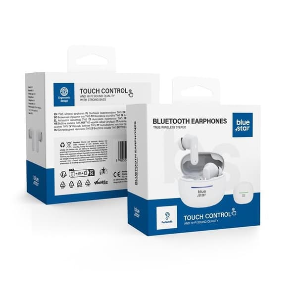 Blue Star Trådlösa In-Ear Hörlurar TWS BK44 - Vit Vit