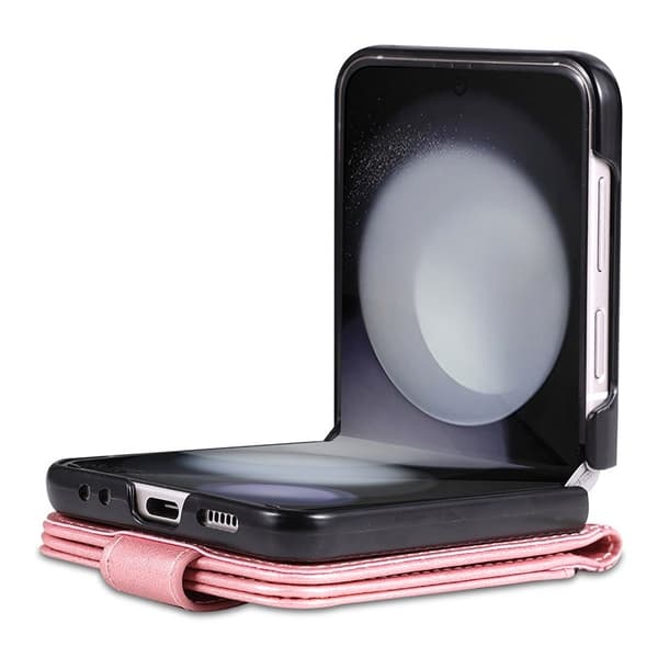 AZNS Samsung Galaxy Z Flip5 Plånboksfodral Konstläder - Roséguld