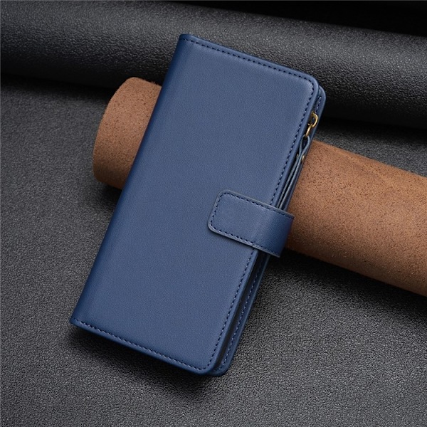 iPhone 15 Plus Plånboksfodral Zipper Flip - Blå