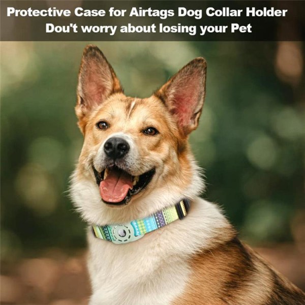 Airtag Pet halsbånd med print - Grøn