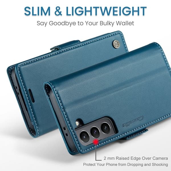 CASEME Plånboksfodral Konstläder för Samsung Galaxy S21 5G - Blå