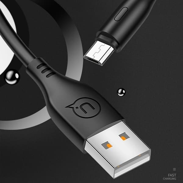 USAMS Kabel U18 microUSB 2A Hurtig opladning 1m sort SJ268USB01