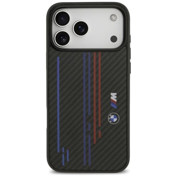BMW telefontaske til iPhone 17 Pro Max MagSafe M Kevlar linjer & Logo - Sort Svart