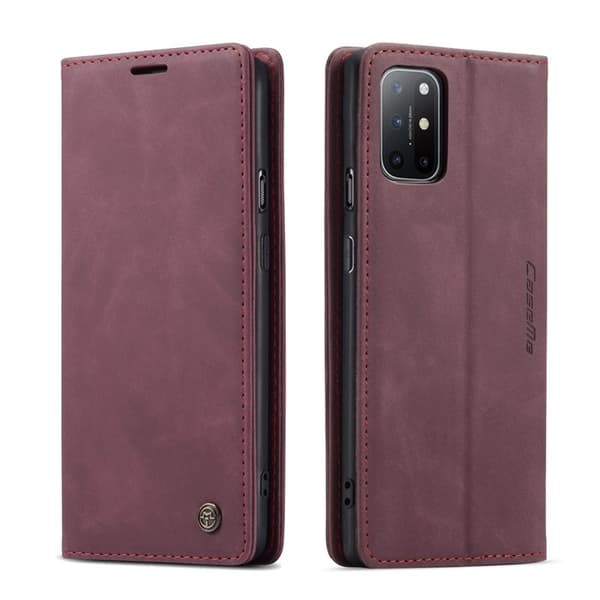 CASEME Auto-absorberande Plånboksfodral Konstläder för OnePlus 8T - Röd