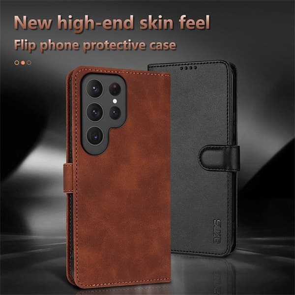 AZNS Samsung Galaxy S25 Ultra Plånboksfodral Konstläder - Blå