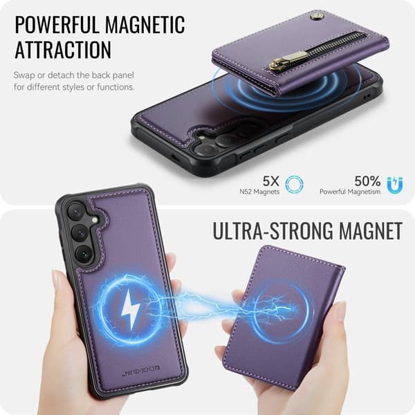 JEEHOOD Plånboksfodral för Samsung Galaxy S26 Plus Magnetiskt Kickstand - Lila