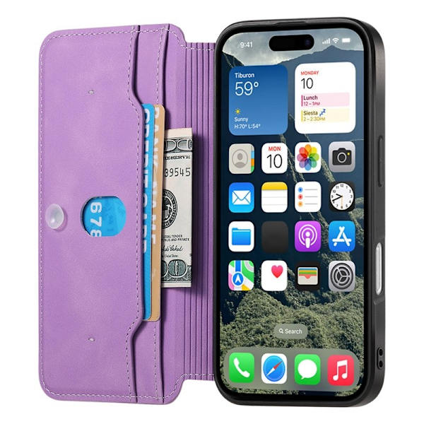 CASENEO iPhone 16 Plus Plånboksfodral Konstläder - Lila