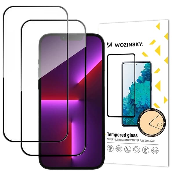 [2-Pack] Wozinsky iPhone 17 Pro Härdat Skärmskydd Full Glue - Svart Svart