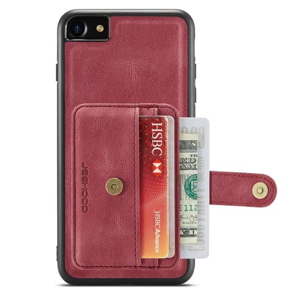 JEEHOOD Mobilskal till iPhone 7/8/SE (2020/2022) Röd med RFID-skydd