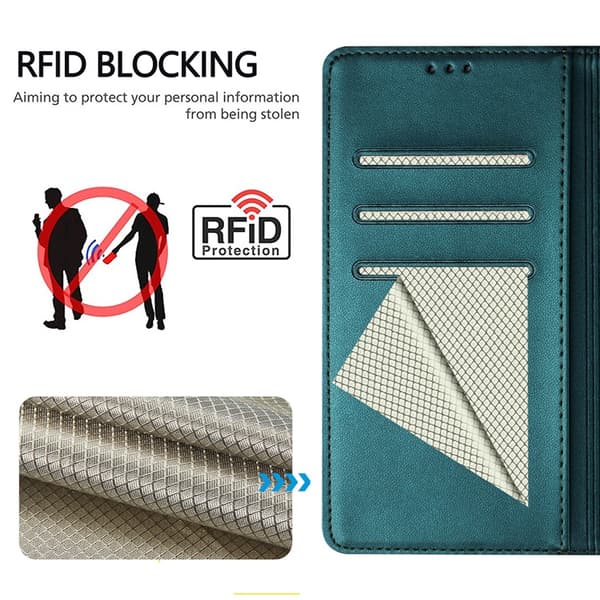 Nothing Phone (3a) Pro Konstläder Plånboksfodral Honeycomb RFID-Skydd - Grön Grön