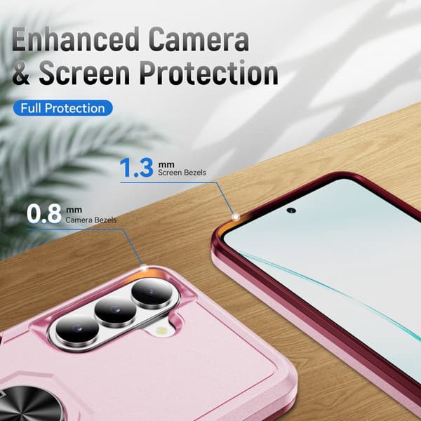 Mobilskal för Samsung Galaxy S26 Militärklass Ring Kickstand PC + TPU - Rosa
