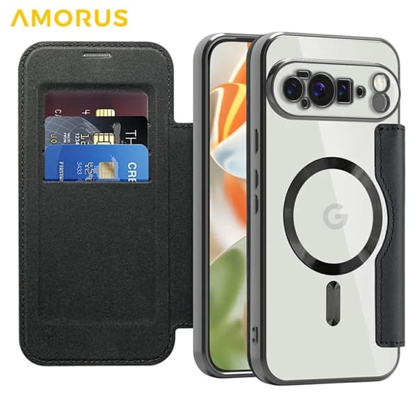 AMORUS Google Pixel 10 Pro XL Plånboksfodral Magsafe RFID-Skydd - Svart Svart