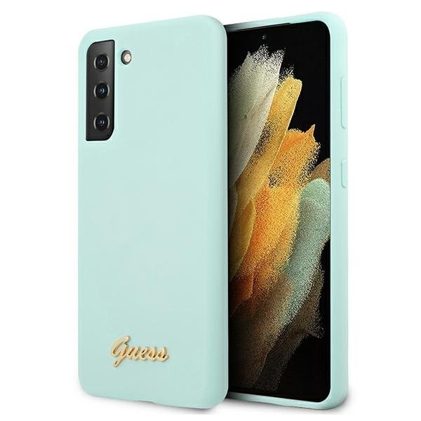 Guess Skal Galaxy S21 Plus Silikon Script Metal Logo - Sininen Blue