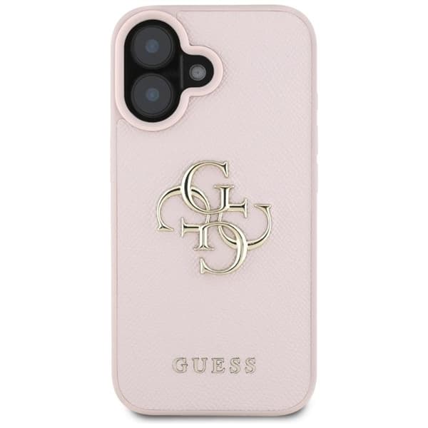 Guess Mobilskal till iPhone 16 Grained Big 4G Small Classic Logo - Rosa Rosa