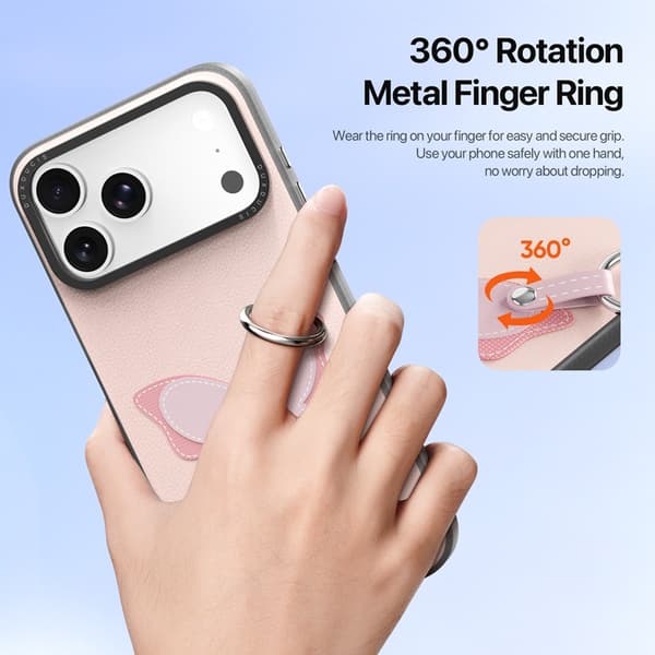 DUX DUCIS Mobilskal till iPhone 17 Pro Max Fingerring/Rem Luvy Series Rosa