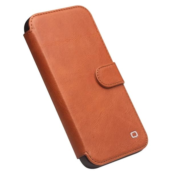 QIALINO iPhone 13 Mini Plånboksfodral Äkta läder - Brun Brun