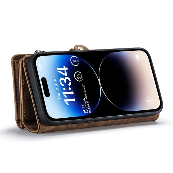 CASEME 2-in-1 Plånboksfodral i TPU Konstläder för iPhone 13 Pro Max - Brun