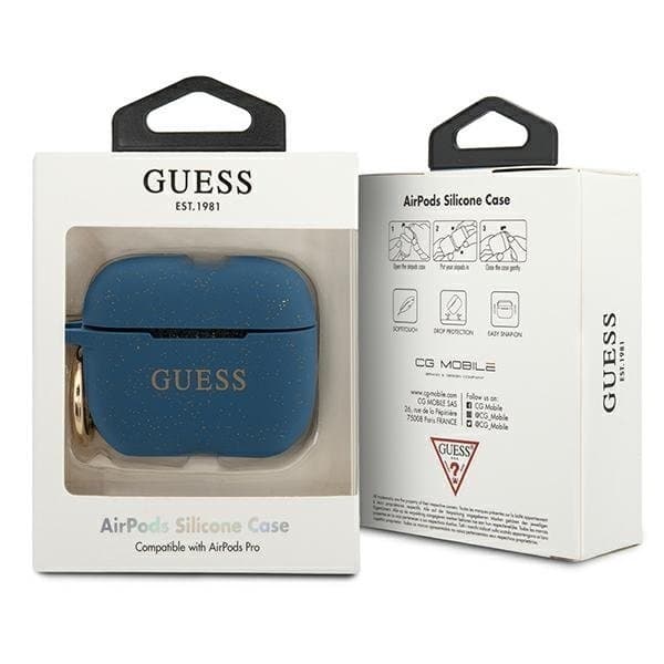 Guess Skal AirPods Pro Silicone Glitter - Blå Blue