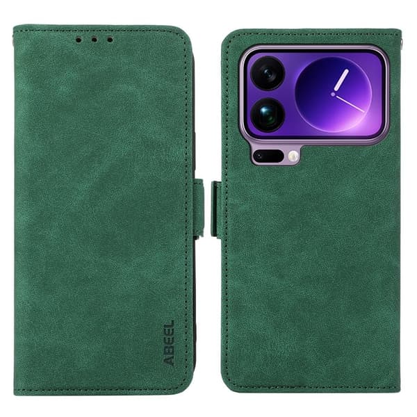 ABEEL Mobilskal till Xiaomi 17 Pro KonstLäder Folio Ställ Grön