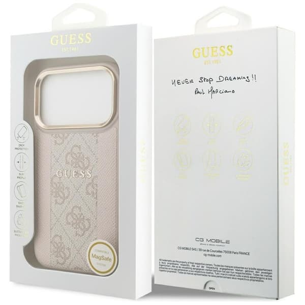 Guess Mobilskal till iPhone 17 Pro Magsafe 4G Stripe - Rosa Rosa
