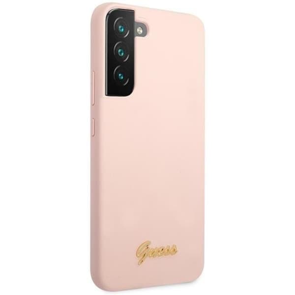 Guess Galaxy S23 Plus Skal Silicone Script Metal Logo - Rosa Rosa