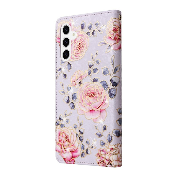 Samsung Galaxy S26 Plus Plånboksfodral RFID Skydd Konstläder - Rosablomma