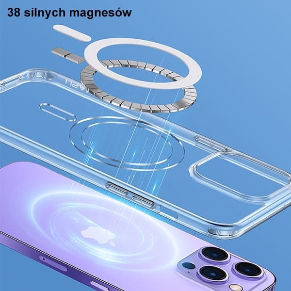 USAMS telefontaske til iPhone 14 Plus/15 Plus MagSafe Ice Magnet - Gennemsigtig