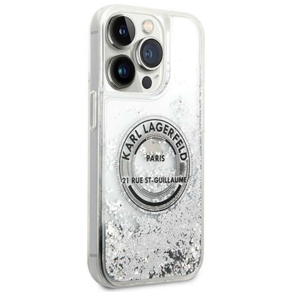 Karl Lagerfeld iPhone 14 Pro Max Skal Liquid Glitter RSG - Silver